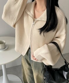 WEGO ダブルジップショートニットブルゾン