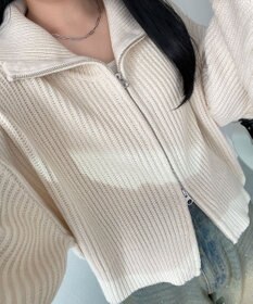 WEGO ダブルジップショートニットブルゾン