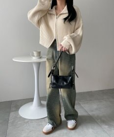 WEGO ダブルジップショートニットブルゾン