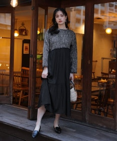 Tiaclasse 【洗える】ドッキングツイードワンピース