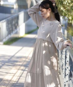 Tiaclasse 【洗える】ドッキングツイードワンピース