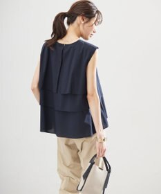 組曲 【WEB限定】コットンレーヨンシャーティングノースリーブ ブラウス