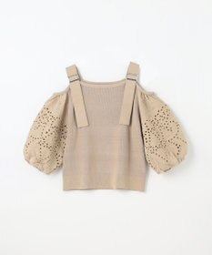 GRACE CONTINENTAL 刺繍パフスリーブニットトップ