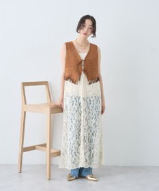 earth music&ecology スウェード調フリンジベスト