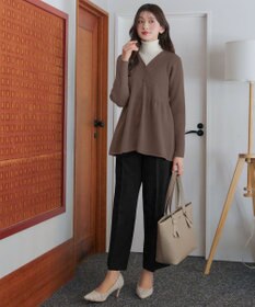 Tiaclasse L 【洗える】リブ切替フレアカーディガン