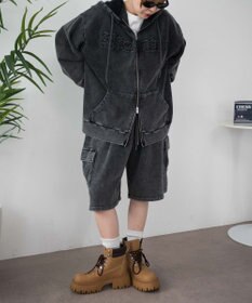 WEGO ロゴヴィンテージウォッシュジップパーカー