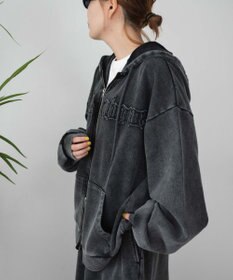 WEGO ロゴヴィンテージウォッシュジップパーカー