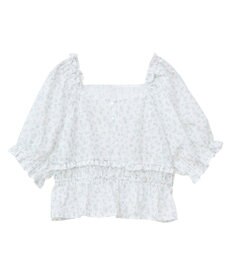 earth music&ecology フラワー刺繍フリルヘムブラウス