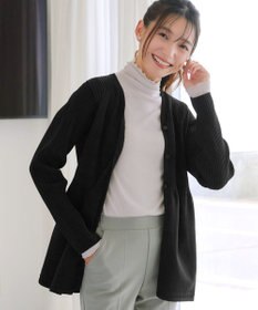 Tiaclasse L 【洗える】リブ切替フレアカーディガン