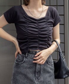 WEGO 2WAYシャーリングオフショルT