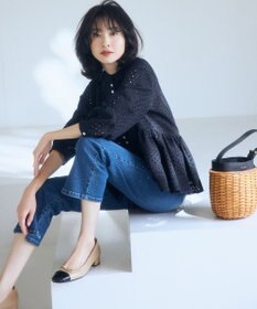 組曲 S エンブロイダリーレーススタンドネック ブラウス