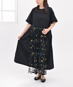 muuc 〈遠州織物の工場で織られた上質なコットン生地〉〈オーガニックコットン〉〈チュール素材に刺繍〉筆記帳刺繍ワンピースドレス