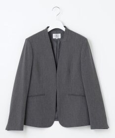 J.PRESS LADIES L 【洗える】T/Rアルガンシルク ノーカラー ジャケット