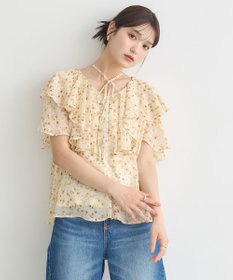 earth music&ecology チョーカー付き楊柳ラッフルブラウス