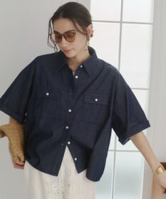 WEGO 【ANGIE VINTAGE】オーバーサイズデニム半袖シャツ