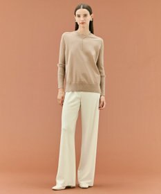 BEIGE， 【WEB限定・洗える】WILLOW / ストレッチクルーネックリブニット