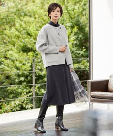 J.PRESS LADIES 【リバーシブル】ウールナイロン リバー ノーカラー ショートコート