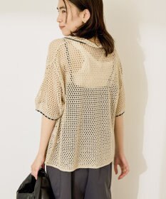 AMERICAN HOLIC 透かし編み襟付きニットカーディガン