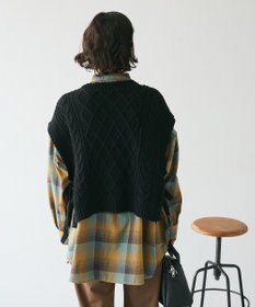 CRAFT STANDARD BOUTIQUE 洗える/2WAYケーブルニットリボンベスト