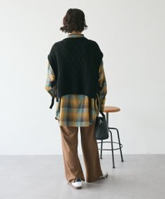 CRAFT STANDARD BOUTIQUE 洗える/2WAYケーブルニットリボンベスト