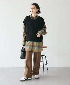 CRAFT STANDARD BOUTIQUE 洗える/2WAYケーブルニットリボンベスト
