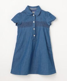 組曲 KIDS 【110-140㎝】 フラワーボタンデニムワンピース