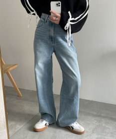 WEGO 【新色追加/美脚/XSSMLサイズ展開】ストレートデニムパンツ