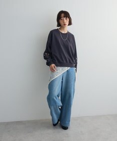 Green Parks フラワーくり抜き刺繍スウェットプルオーバー