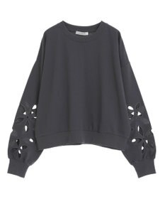 Green Parks フラワーくり抜き刺繍スウェットプルオーバー