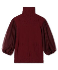 Chacott 【ノーソーイングニット】チュールスリーブハイネックトップ