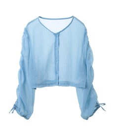 earth music&ecology キラキラシアーギャザーシャツ