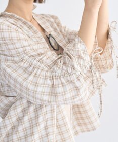 earth music&ecology シャーリングスリーブチェックシャツ