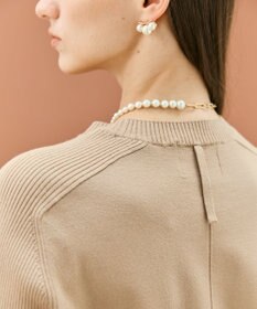 BEIGE， 【WEB限定・洗える】WILLOW / ストレッチクルーネックリブニット