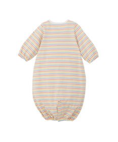 MIKI HOUSE HOT BISCUITS 【50-60cm】 みじんボーダー ワンポイント刺繍 ツーウェイオール