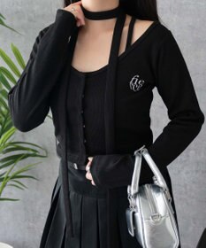 WEGO 【2点SET】ワンポイント刺繍キャミセットカーデ