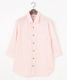 JOSEPH ABBOUD 【キングサイズ・サスティナブル・７分袖】コットンリヨセルリネンコードストライプ シャツ