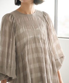 #Newans シアーチェックボリュームワンピース