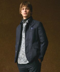 JOSEPH ABBOUD 【軽量/スウェードタッチ】ライトスウェードジャケット ネイビー系