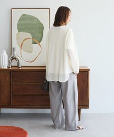 Green Parks メッシュ長袖ゆるカットプルオーバー