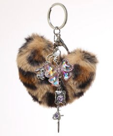 WEGO ファーハートビーズチャームキーホルダー