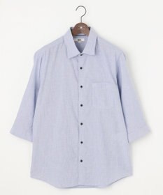 JOSEPH ABBOUD 【キングサイズ・サスティナブル・７分袖】コットンリヨセルリネンコードストライプ シャツ