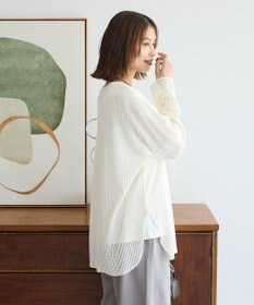 Green Parks メッシュ長袖ゆるカットプルオーバー