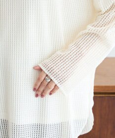 Green Parks メッシュ長袖ゆるカットプルオーバー