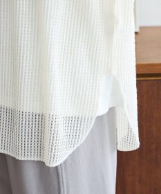 Green Parks メッシュ長袖ゆるカットプルオーバー