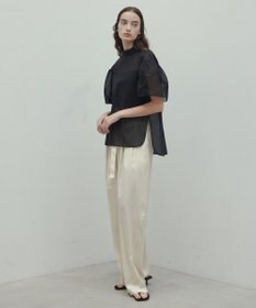 BEIGE， 【洗える】PLUMERIA / コットンシアーパフスリーブブラウス