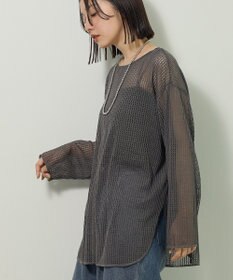 Green Parks メッシュ長袖ゆるカットプルオーバー