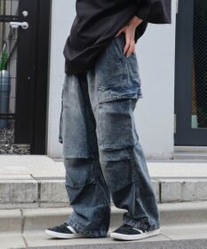 WEGO 【ユニセックス着用ITEM】デニムイージーカーゴパンツ