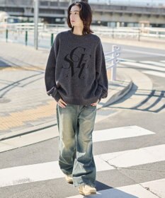 WEGO 【ユニセックス着用ITEM】ベロアモールグラフィックプルオーバー