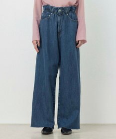 NAVE 【ReNAVE・洗える/軽量】ライトデニム ウエストギャザーパンツ