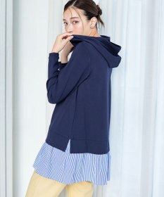 Tiaclasse L 【洗える】ポンチドッキングギャザーパーカー　